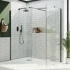 Harbour I10 10mm Easy Clean 2m Tall Wetroom 2 Panel Pack - Matt Black -Drench Store harbour i10 two panel shower enclosure black lifestyle