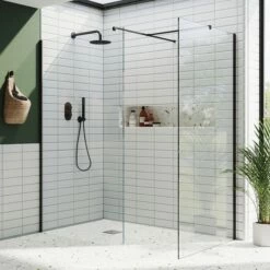 Harbour I10 10mm Easy Clean 2m Tall Wetroom 2 Panel Pack - Matt Black