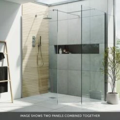 Harbour I10 10mm Easy Clean 2m Tall Wetroom Panel - Chrome -Drench Store harbour i10 two panel shower enclosure chrome banner 2