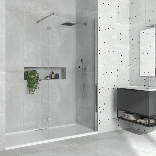 Harbour I8 8mm 2m Tall Easy Clean Wetroom Panel & Hinged Return Panel 7 Harbour I8 8mm 2m Tall Easy Clean Wetroom Panel & Hinged Return Panel -Drench Store harbour i8 8mm 2m tall easy clean wetroom panel hinged return panel primary lifestyle