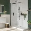 Harbour I8 Matt Black Easy Clean 8mm Walk In Shower Panel -Drench Store harbour i8 matt black wetroom panel lifestyle