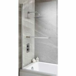 Harbour I6 Easy Clean 6mm Square Bath Screen & Towel Rail - 1400 X 800mm