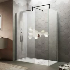 Vellamo City 8mm Matt Black Easy Clean Walk In 2 Panel Pack