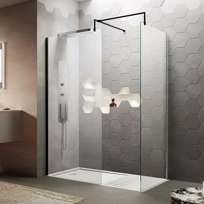 Vellamo City 8mm Matt Black Easy Clean Walk In 2 Panel Pack 3 Vellamo City 8mm Matt Black Easy Clean Walk In 2 Panel Pack