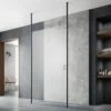 Vellamo City 8mm Matt Black Easy Clean Walk In Panel & Two Ceiling Posts -Drench Store harbour status 8mm matt black wetroom screen ceiling posts 1400mm lifestyle