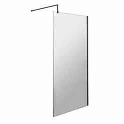 Vellamo City 8mm Matt Black Easy Clean Walk In Panel & Return Panel 14 Vellamo City 8mm Matt Black Easy Clean Walk In Panel & Return Panel -Drench Store harbour status 8mm matt black wetroom screen support arm 900mm 1000mm 1100mm cutout