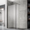Vellamo City 8mm Matt Black Easy Clean Walk In Panel & Return Panel -Drench Store harbour status 8mm matt black wetroom screen support arm lifestyle