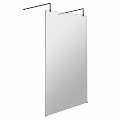 Vellamo City 8mm Matt Black Easy Clean Freestanding Walk In Panel & Two Support Arms -Drench Store harbour status 8mm matt black wetroom screen two support arms 1200mm cutout