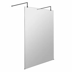 Vellamo City 8mm Matt Black Easy Clean Freestanding Walk In Panel & Two Support Arms -Drench Store harbour status 8mm matt black wetroom screen two support arms 1400mm cutout