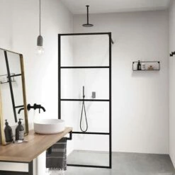 Soho Matt Black Framed Easy Clean 8mm Walk In Single Shower Panel