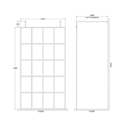 Vellamo City 8mm Easy Clean Matt Black Framed Freestanding Walk In Panel & Wall Arms -Drench Store harbour status matt black framed freestanding walk in panel 1100mm technical drawing