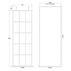 Vellamo City 8mm Easy Clean Matt Black Framed Freestanding Walk In Panel & Wall Arms -Drench Store harbour status matt black framed freestanding walk in panel 700mm technical drawing