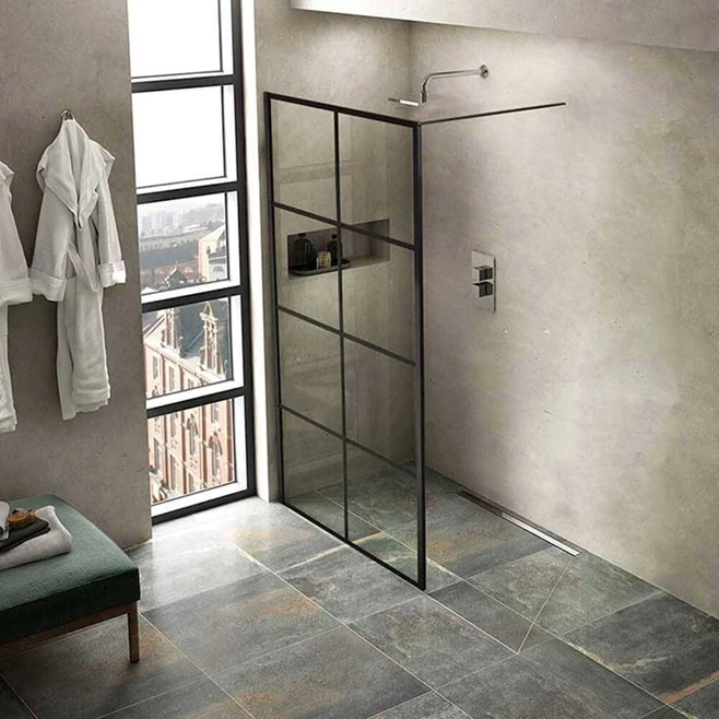 Soho Matt Black Framed Easy Clean 8mm Walk In Double Shower Panel 4 Soho Matt Black Framed Easy Clean 8mm Walk In Double Shower Panel - Image 2