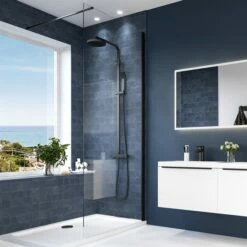 Harbour Status Matt Black Easy Clean 8mm Walk In Shower Panel