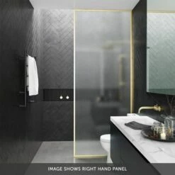 Harbour Status Pale Gold Frame 10mm Easy Clean Frosted Glass Walk In Panel -Drench Store harbour status pale gold right