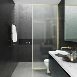 Harbour Status Pale Gold Frame 10mm Easy Clean Frosted Glass Walk In Panel