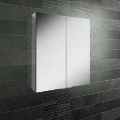 HiB Eris Double Door Mirrored Cabinet With Soft Close Doors - 600 X 700mm