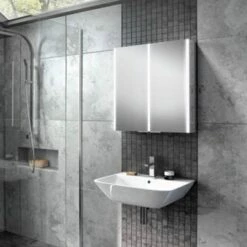 HiB Xenon 60 LED Illuminated Mirror Cabinet With Mirrored Sides - 605 X 700mm