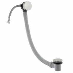 Inox Brushed Stainless Steel Overflow Bath Filler With Click Clack Waste