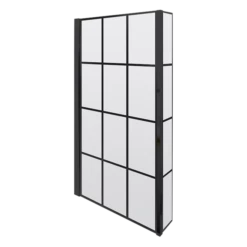 Vellamo City 6mm Matt Black Framed Hinged Bath Screen With Fixed Return - 1430 X 808mm