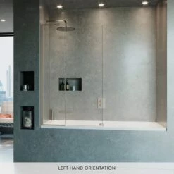 Crosswater Optix 10 Hinged Bath Screen With Inline Panel - Brushed Stainless Steel - 1500 X 900mm 17 Crosswater Optix 10 Hinged Bath Screen With Inline Panel - Brushed Stainless Steel - 1500 X 900mm -Drench Store optix 10 bath screen bss banner lh lifestyle1