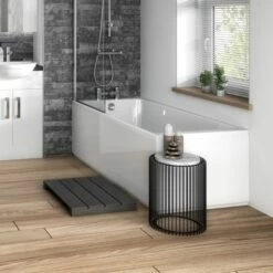 Drench High Gloss White Wooden Bath Front Panel & Plinth -Drench Store popular straight bath shower