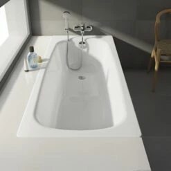 Roca Contesa Steel Bath With 2 Tap Holes - 1500 X 700mm -Drench Store roca contesa single ended steel bath 1