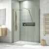Harbour I8 Brushed Brass 2x 8mm Glass Screen Pack For Walk In Showers And Wetrooms -Drench Store scudo brushed brass 2panelpack wetroom panel lifestyle1