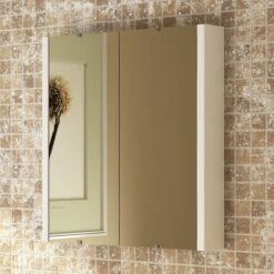 Vellamo Aspire 2 Door Gloss White Mirror Cabinet - 617mm X 650mm