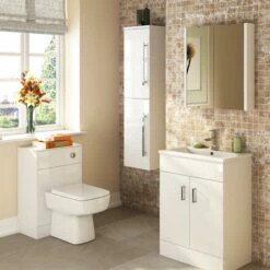 Vellamo Aspire 2 Door Gloss White Mirror Cabinet - 617mm X 650mm -Drench Store vellamo aspire 2 door gloss white mirror cabinet room set