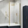 Vellamo Brushed Brass L-Shaped Bath Screen With Fixed Return - 1435 X 800mm 1 Vellamo Brushed Brass L-Shaped Bath Screen With Fixed Return - 1435 X 800mm -Drench Store vellamo brushed brass l shaped bath screen 1