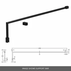 Vellamo City 8mm Matt Black Easy Clean Freestanding Walk In Panel & Two Support Arms -Drench Store wetroom panel support bar banner 3