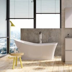 Xana Freestanding White Acrylic Bath - 1750 X 750mm -Drench Store xana white acrylic slipper bath 1750x750mm